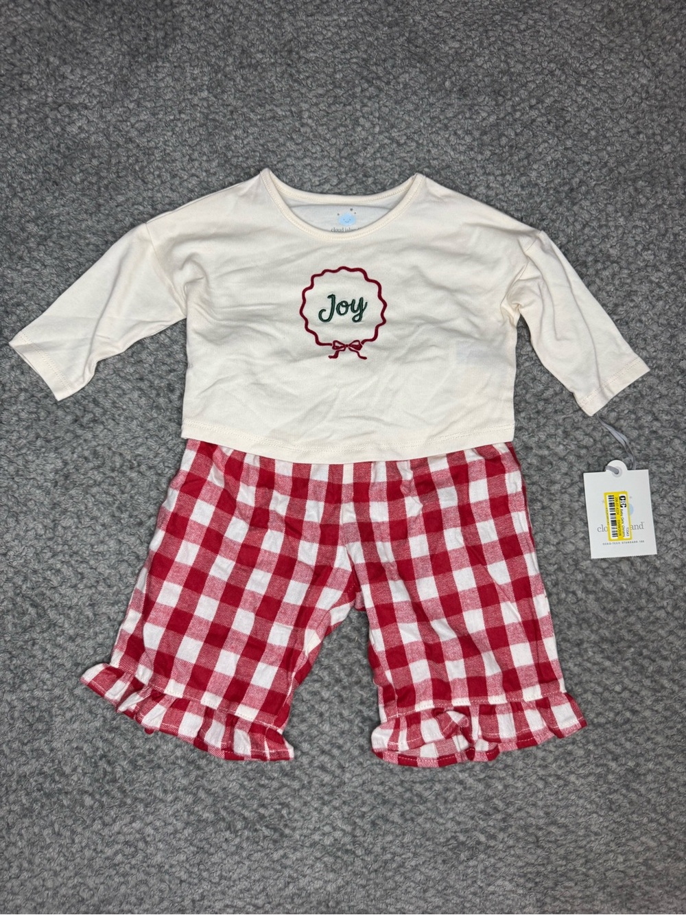 Cloud Island Baby Girls Holiday 2pc Christmas Outfit Set - Red/White 0-3M NWT